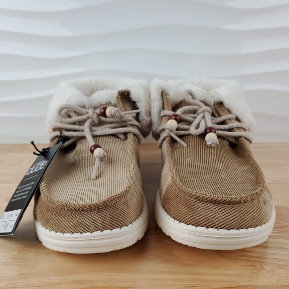 Hey Dude Britt Womens Brown Nut Corduroy Flip Cuff Slip On Booties Shoes - Picture 5 of 16